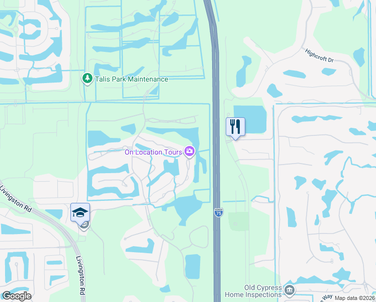 map of restaurants, bars, coffee shops, grocery stores, and more near 5912 3 Iron Drive in Naples
