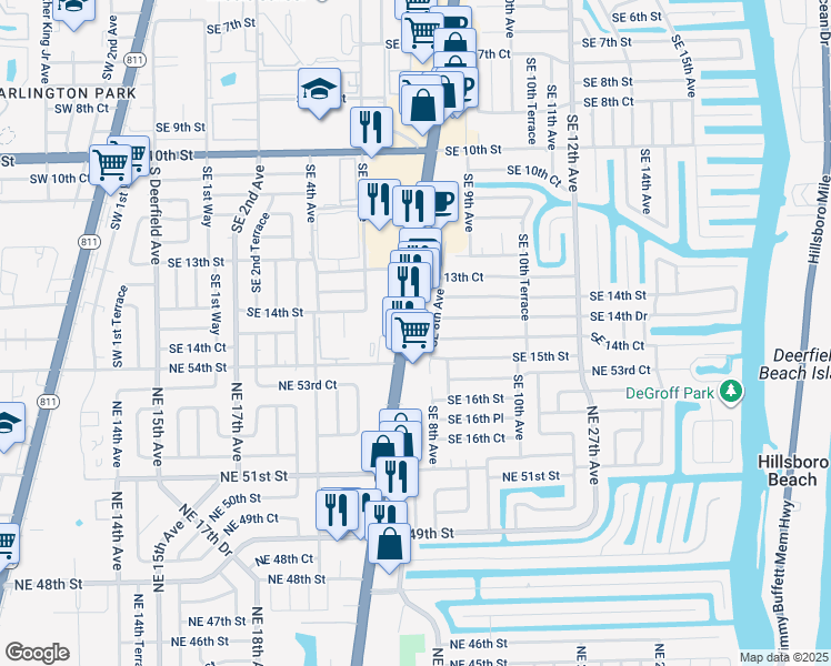 map of restaurants, bars, coffee shops, grocery stores, and more near 1430 U.S. 1 in Deerfield Beach