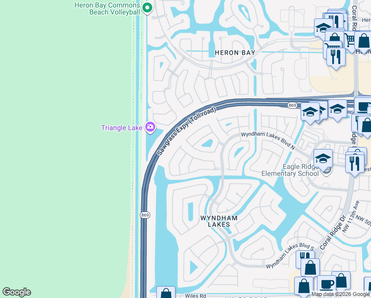 map of restaurants, bars, coffee shops, grocery stores, and more near 5504 Northwest 125th Terrace in Tamarac