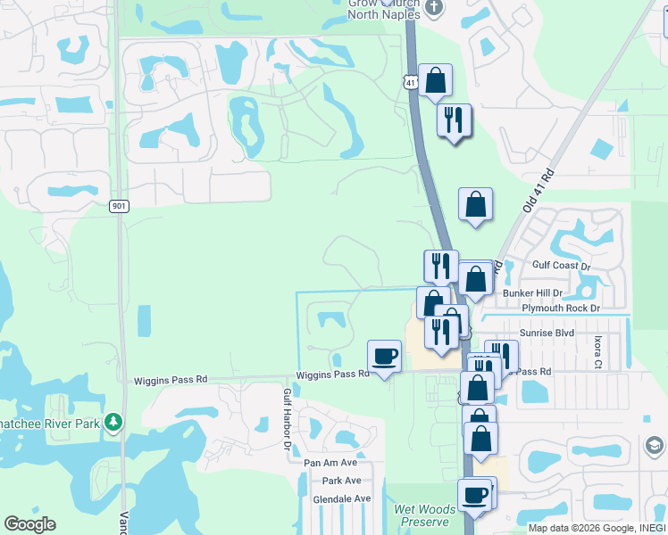 map of restaurants, bars, coffee shops, grocery stores, and more near 801 Carrick Bend Circle in Naples