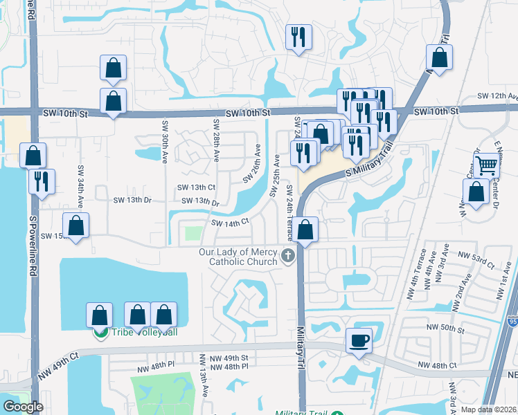 map of restaurants, bars, coffee shops, grocery stores, and more near 2543 Southwest 14th Court in Deerfield Beach