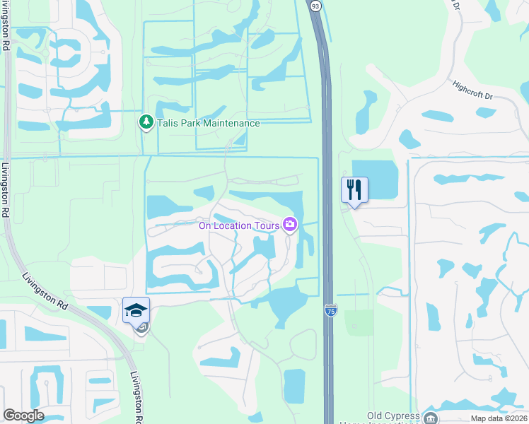 map of restaurants, bars, coffee shops, grocery stores, and more near 5928 Sand Wedge Lane in Naples