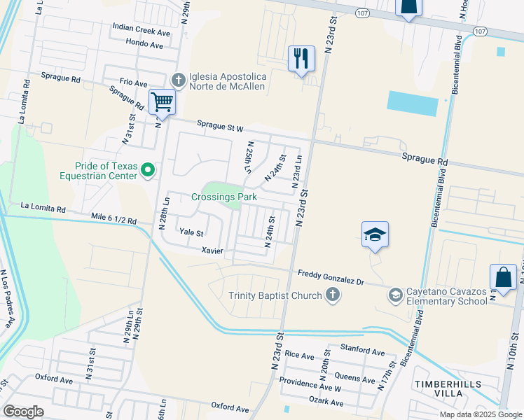 map of restaurants, bars, coffee shops, grocery stores, and more near 10330 North 24th Lane in McAllen