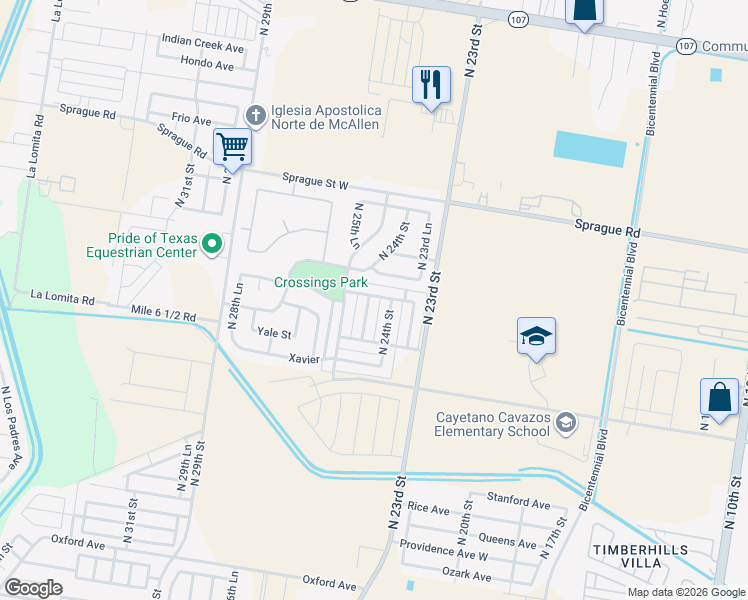 map of restaurants, bars, coffee shops, grocery stores, and more near 10330 North 24th Lane in McAllen