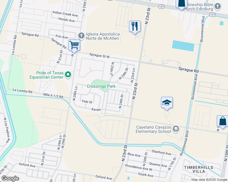 map of restaurants, bars, coffee shops, grocery stores, and more near 10330 North 24th Lane in McAllen