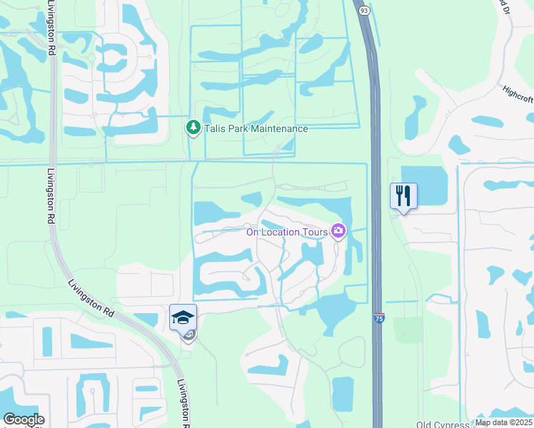 map of restaurants, bars, coffee shops, grocery stores, and more near 5964 Sand Wedge Lane in Naples