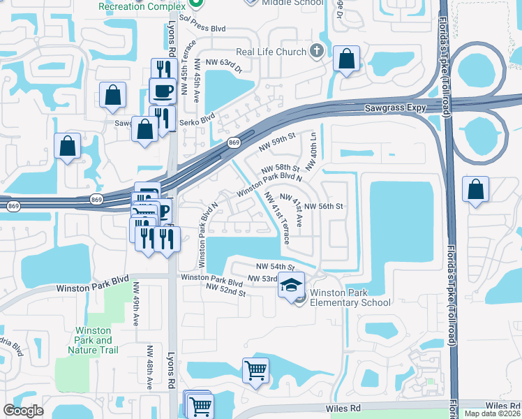 map of restaurants, bars, coffee shops, grocery stores, and more near in Pompano Beach