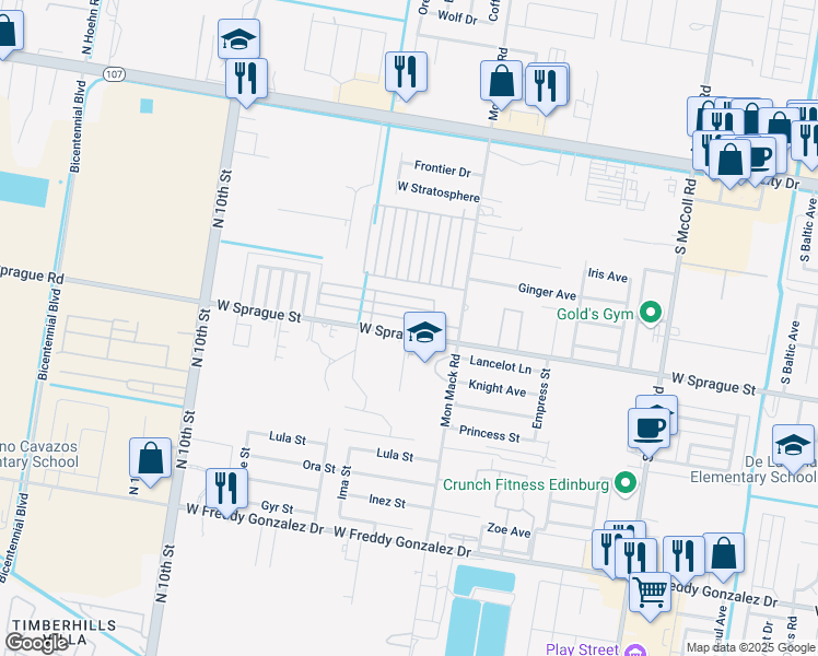 map of restaurants, bars, coffee shops, grocery stores, and more near 3708 Hawthorne Avenue in Edinburg