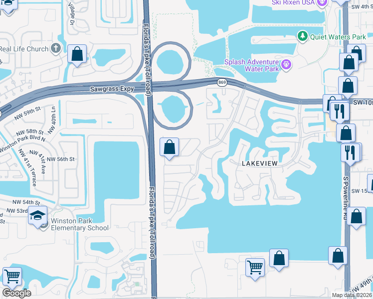 map of restaurants, bars, coffee shops, grocery stores, and more near 1232 Southwest 46th Terrace in Deerfield Beach
