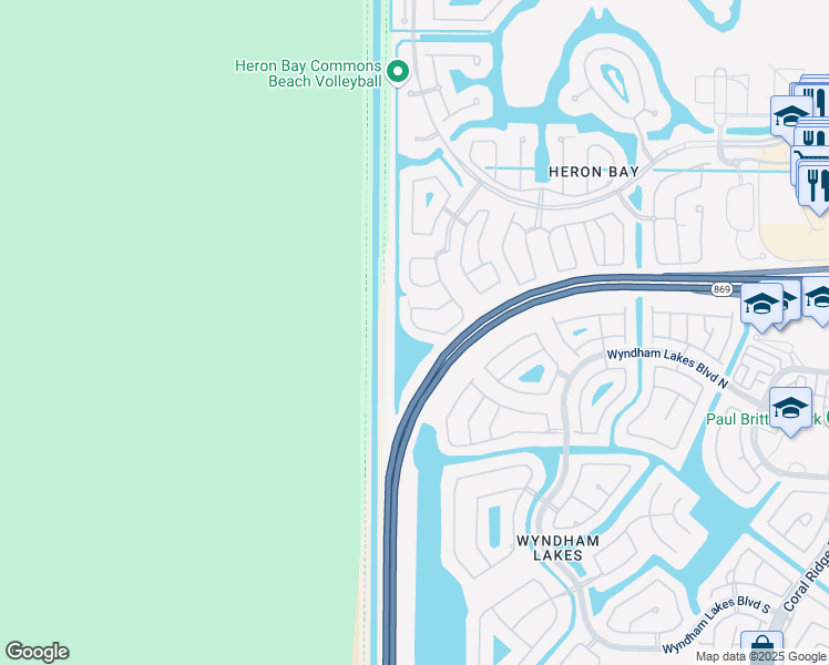 map of restaurants, bars, coffee shops, grocery stores, and more near 12680 Northwest 56th Drive in Coral Springs