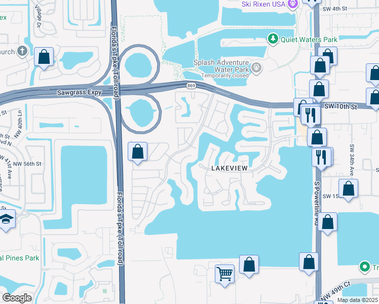 map of restaurants, bars, coffee shops, grocery stores, and more near 1251 Southwest 44th Terrace in Deerfield Beach