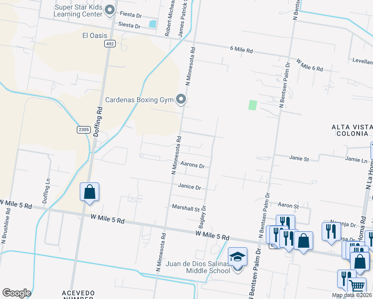 map of restaurants, bars, coffee shops, grocery stores, and more near 4605 Jonathan Edward Court in Mission