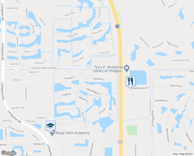 map of restaurants, bars, coffee shops, grocery stores, and more near 5988 Pinnacle Lane in Naples