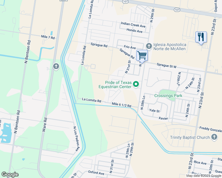 map of restaurants, bars, coffee shops, grocery stores, and more near 3132 York Avenue in McAllen