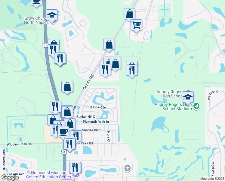 map of restaurants, bars, coffee shops, grocery stores, and more near 1705 Cape Hatteras Drive in Naples