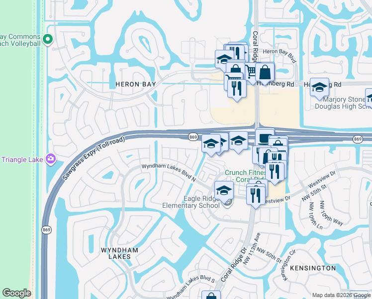 map of restaurants, bars, coffee shops, grocery stores, and more near 11766 Northwest 57th Street in Tamarac