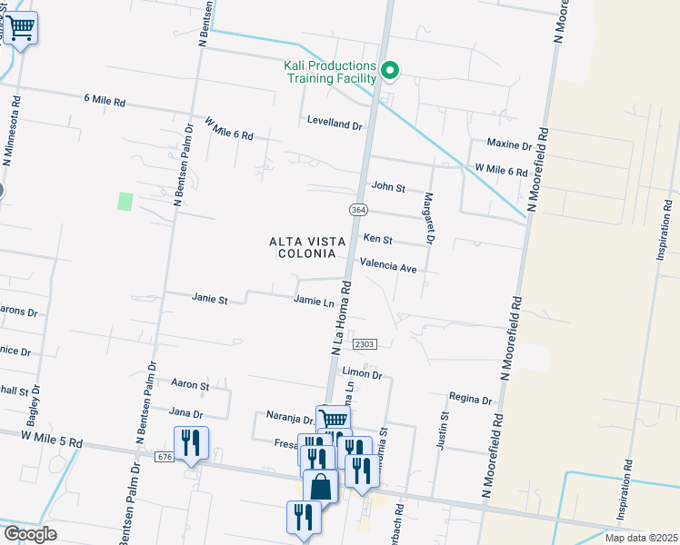 map of restaurants, bars, coffee shops, grocery stores, and more near 2900 El Ranchito Circle in Mission