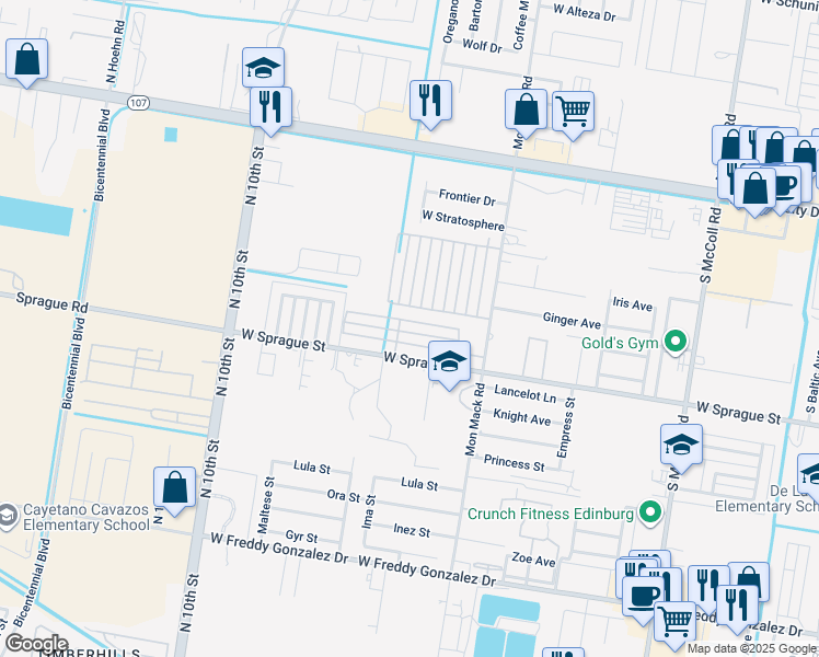 map of restaurants, bars, coffee shops, grocery stores, and more near 3809 Hawthorne Avenue in Edinburg