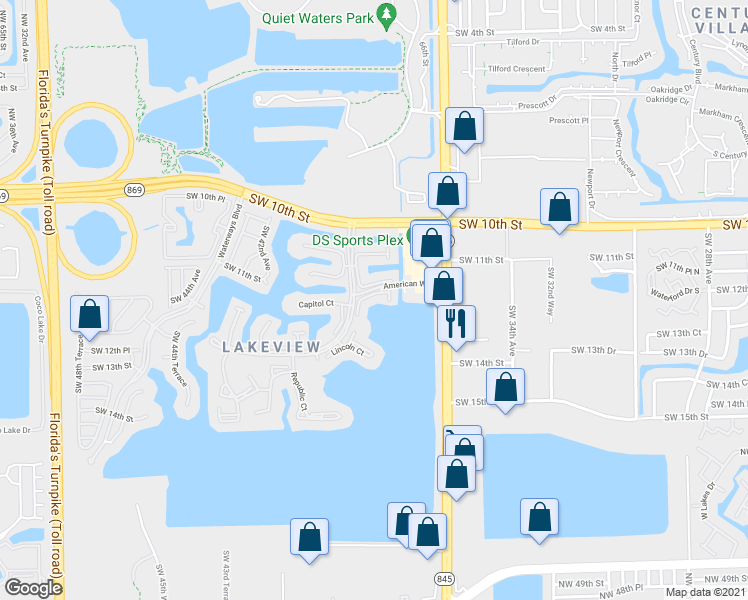 map of restaurants, bars, coffee shops, grocery stores, and more near 207 Liberty Court in Deerfield Beach