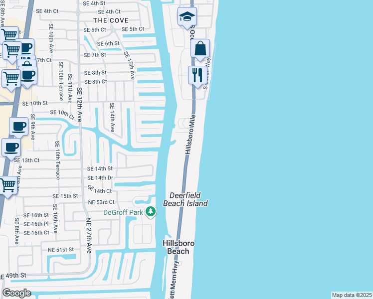 map of restaurants, bars, coffee shops, grocery stores, and more near 1207 Florida A1A in Hillsboro Beach