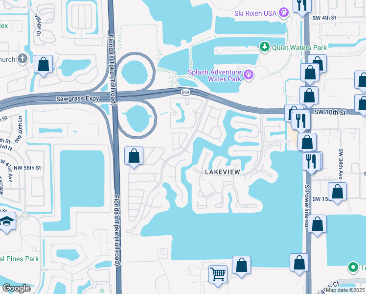 map of restaurants, bars, coffee shops, grocery stores, and more near 1243 Southwest 44th Terrace in Deerfield Beach