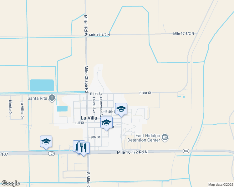 map of restaurants, bars, coffee shops, grocery stores, and more near 619 Mile 17 Road North in La Villa