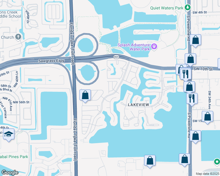map of restaurants, bars, coffee shops, grocery stores, and more near 1181 Southwest 44th Way in Deerfield Beach