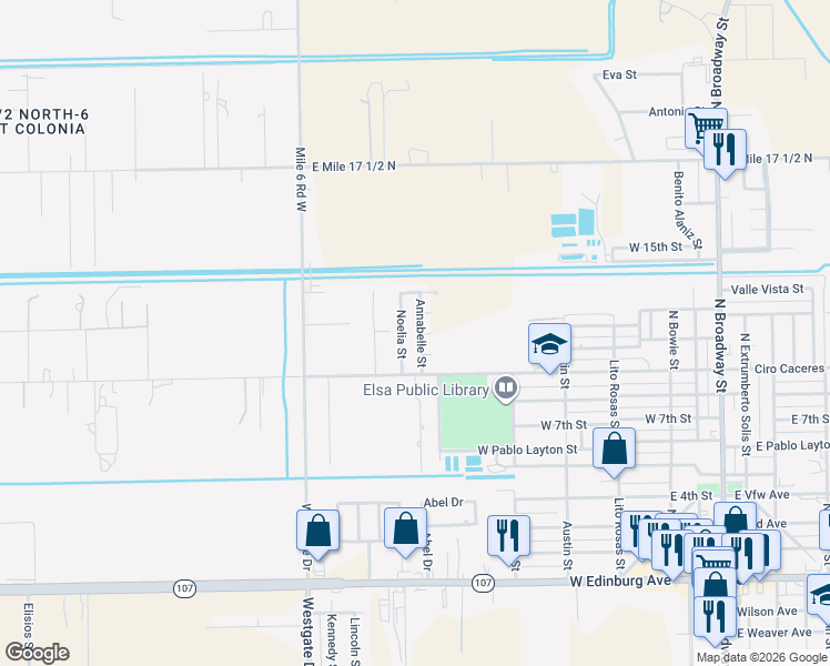 map of restaurants, bars, coffee shops, grocery stores, and more near 928 Noelia Street in Edcouch