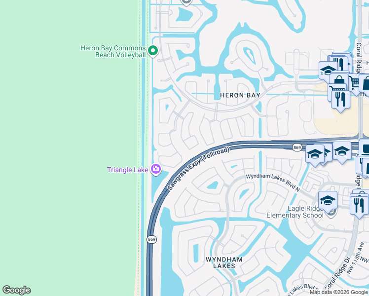 map of restaurants, bars, coffee shops, grocery stores, and more near 12441 Northwest 57th Street in Tamarac