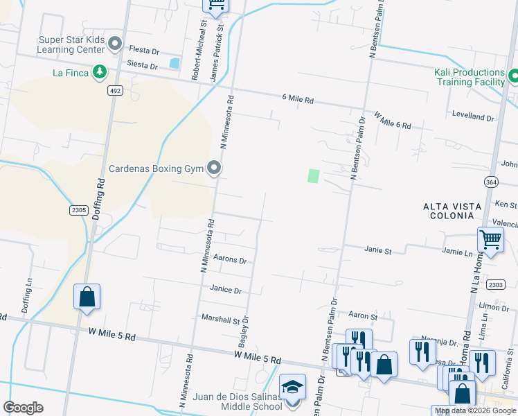 map of restaurants, bars, coffee shops, grocery stores, and more near 6813 Bagley Drive in Mission