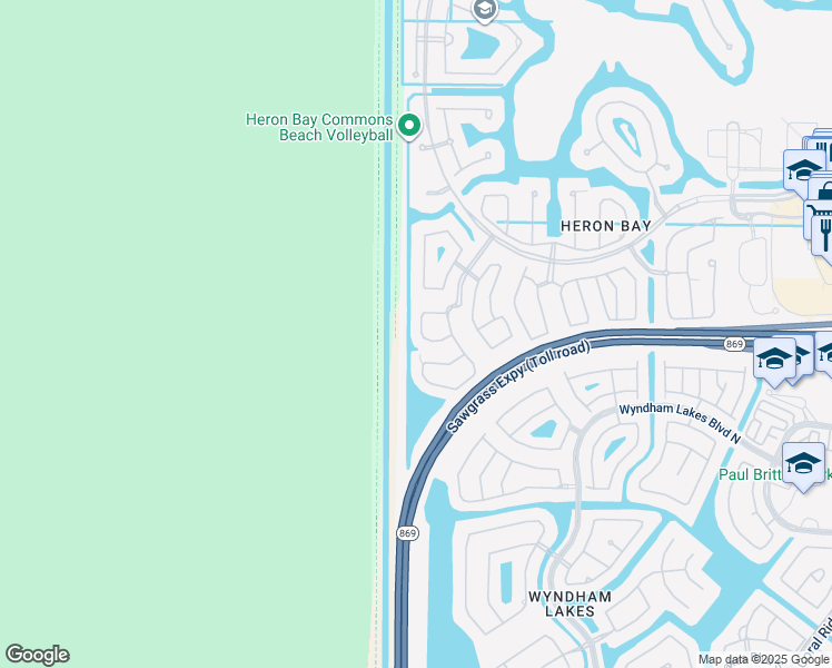 map of restaurants, bars, coffee shops, grocery stores, and more near 5728 Northwest 127th Terrace in Coral Springs