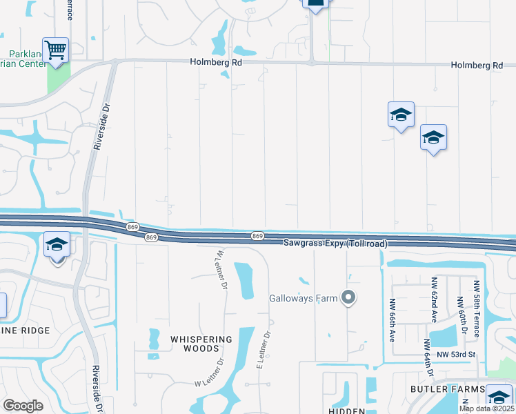 map of restaurants, bars, coffee shops, grocery stores, and more near 5817 Northwest 74th Terrace in Parkland
