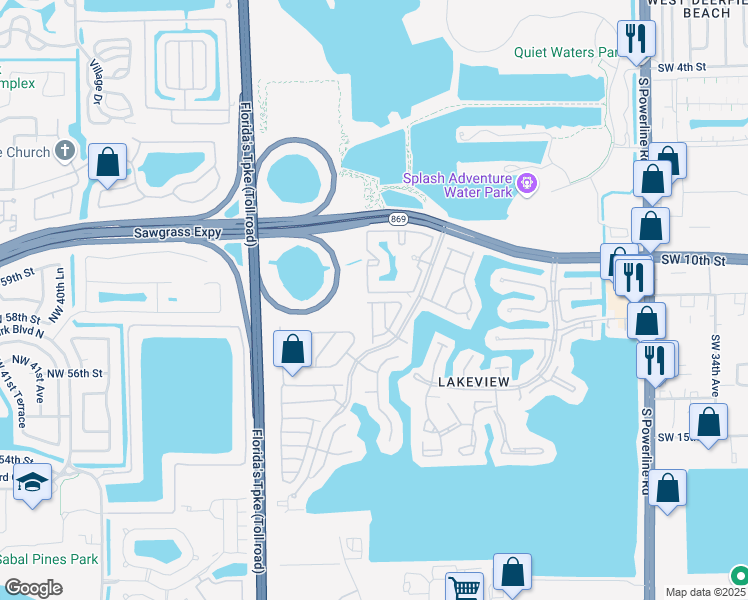 map of restaurants, bars, coffee shops, grocery stores, and more near 1101 Southwest 44th Way in Deerfield Beach
