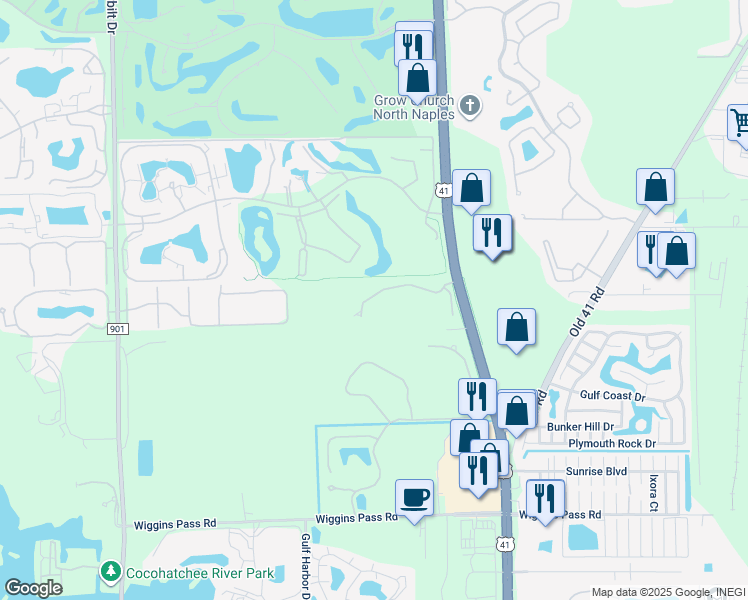 map of restaurants, bars, coffee shops, grocery stores, and more near 14540 Red Fox Run in Naples