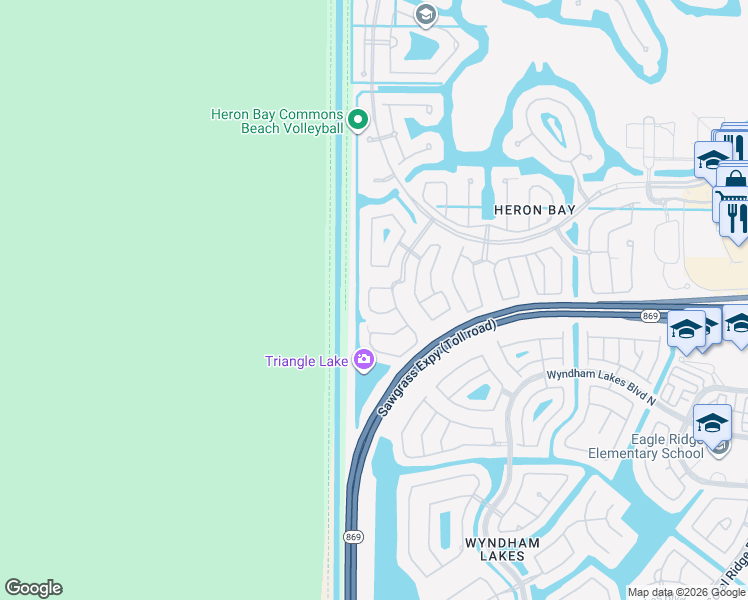 map of restaurants, bars, coffee shops, grocery stores, and more near 5728 Northwest 127th Terrace in Coral Springs