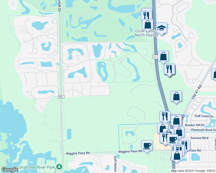 map of restaurants, bars, coffee shops, grocery stores, and more near 14722 Glen Eden Drive in Naples
