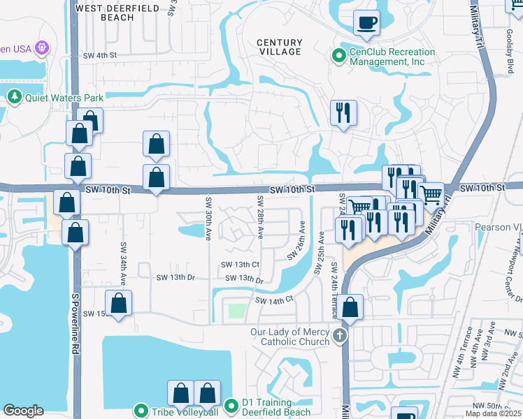 map of restaurants, bars, coffee shops, grocery stores, and more near 4260 Southwest 10th Drive in Deerfield Beach