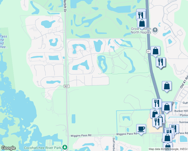 map of restaurants, bars, coffee shops, grocery stores, and more near 14801 Glen Eden Boulevard in Naples
