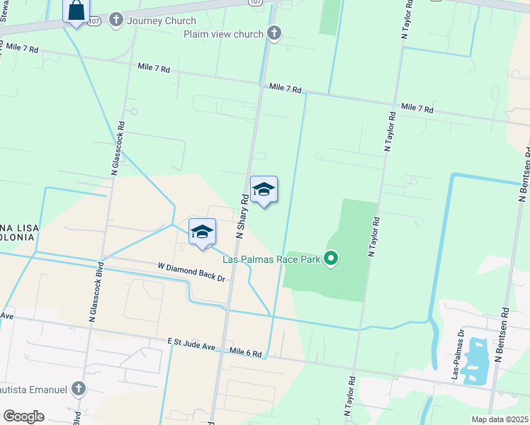 map of restaurants, bars, coffee shops, grocery stores, and more near 1106 North Shary Road in Mission