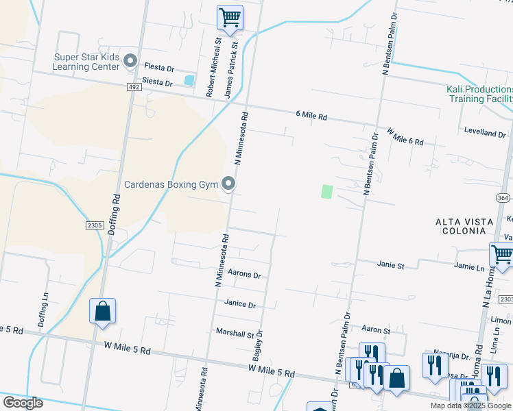map of restaurants, bars, coffee shops, grocery stores, and more near 4500 Ryan Andrews Court in Mission