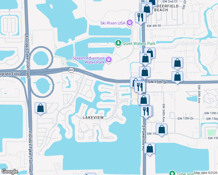 map of restaurants, bars, coffee shops, grocery stores, and more near 17 Columbia Court in Deerfield Beach