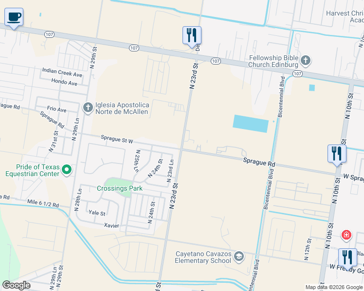 map of restaurants, bars, coffee shops, grocery stores, and more near 10915 North 23rd Street in McAllen
