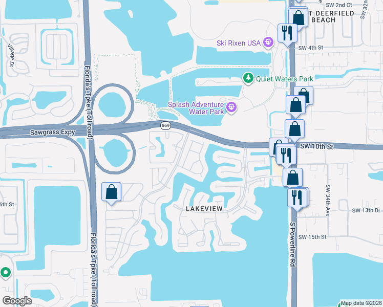 map of restaurants, bars, coffee shops, grocery stores, and more near 1041 Southwest 42nd Terrace in Deerfield Beach