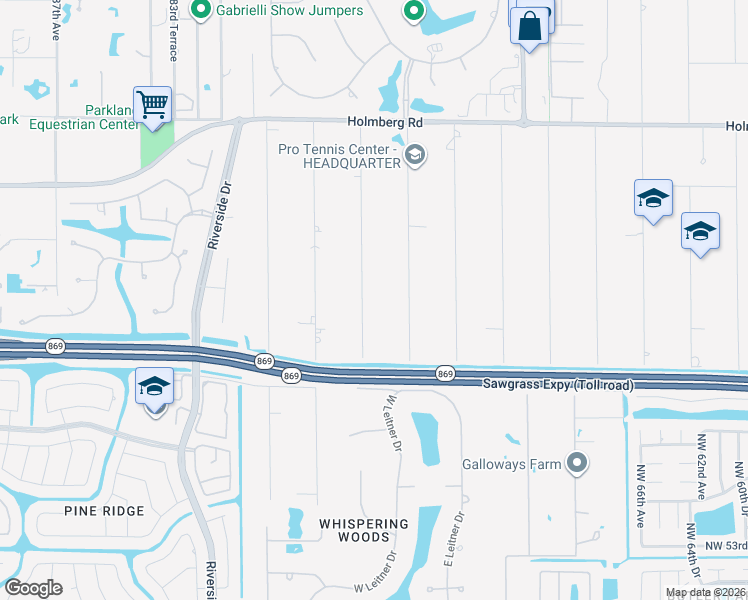 map of restaurants, bars, coffee shops, grocery stores, and more near 5966 Northwest 77th Terrace in Parkland