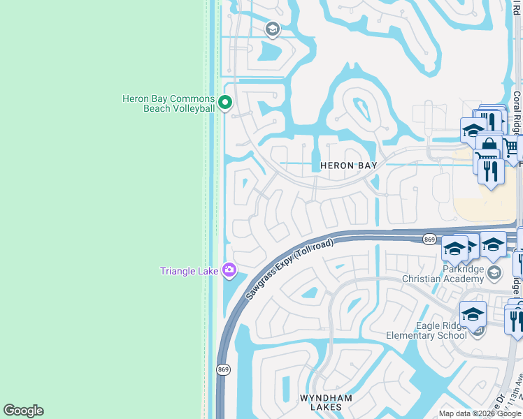 map of restaurants, bars, coffee shops, grocery stores, and more near 5817 Northwest 125th Avenue in Tamarac
