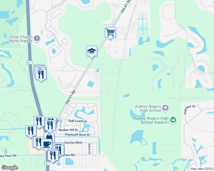 map of restaurants, bars, coffee shops, grocery stores, and more near 1085 Business Lane in Naples