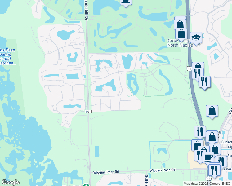 map of restaurants, bars, coffee shops, grocery stores, and more near 527 Lake Louise Circle in Naples