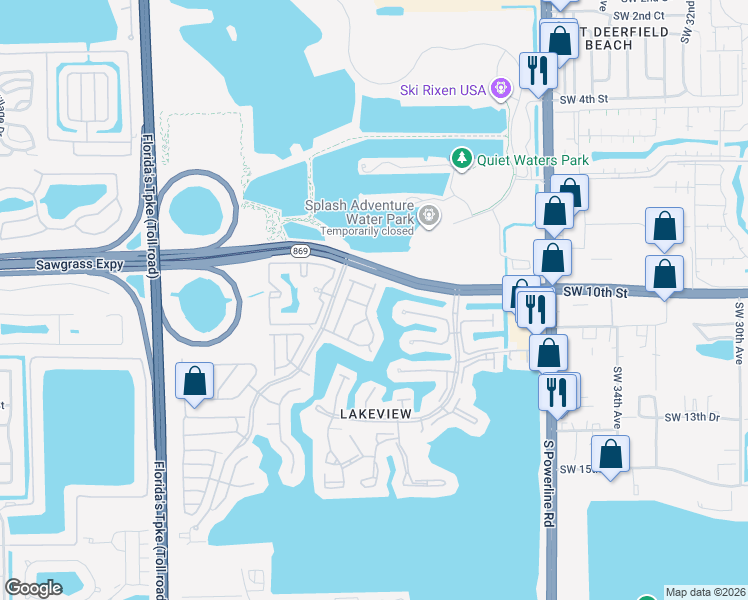 map of restaurants, bars, coffee shops, grocery stores, and more near 1024 Southwest 42nd Avenue in Deerfield Beach