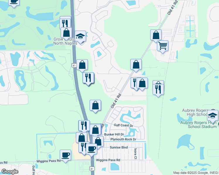 map of restaurants, bars, coffee shops, grocery stores, and more near 6 Turtle Creek Drive in Naples