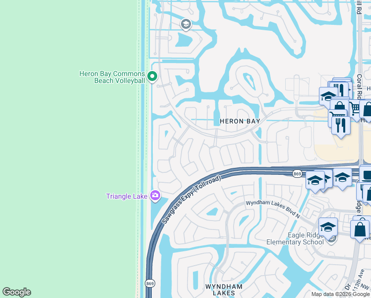 map of restaurants, bars, coffee shops, grocery stores, and more near 5853 Northwest 124th Way in Tamarac